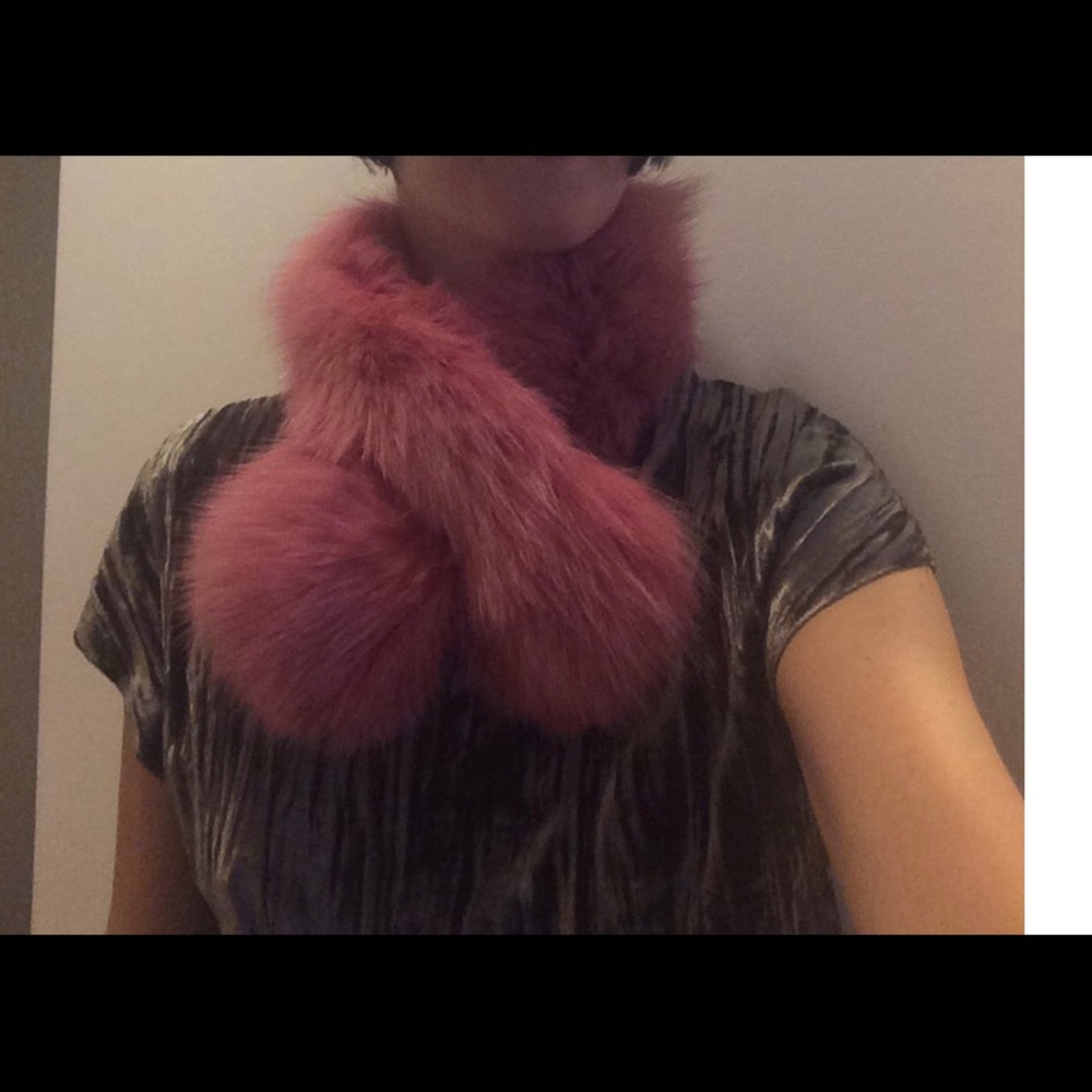 Genuine Dyed Pink Fox Fur Scarf